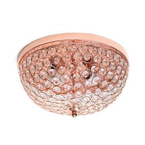 Elegant Designs 2 Light Elipse Crystal Flush Mount Ceiling Light - Pink Gold