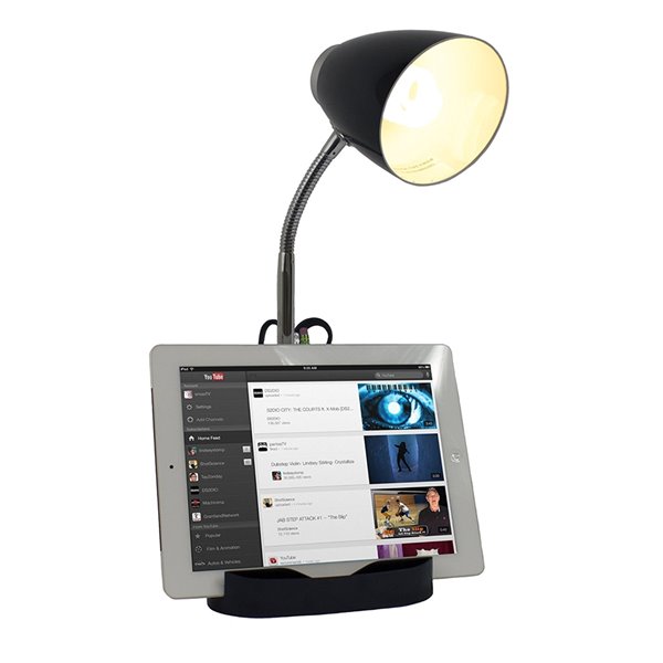 LimeLights Gooseneck Organizer Desk Lamp - Black - 18.5-in