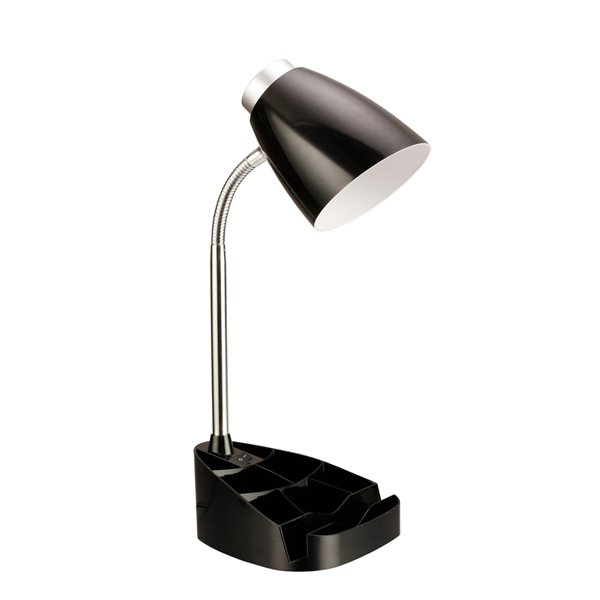 LimeLights Gooseneck Organizer Desk Lamp - Black - 18.5-in