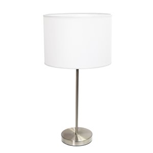 Simple Design Brushed Nickel Stick Lamp with Fabric Shade - White - 22,4-in