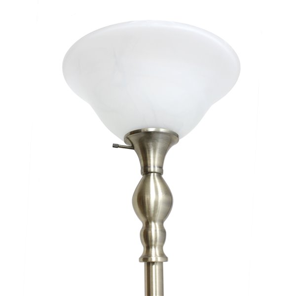 Elegant Designs 1 Light Torchiere Floor Lamp with Marbleized White Glass Shade - 71-in