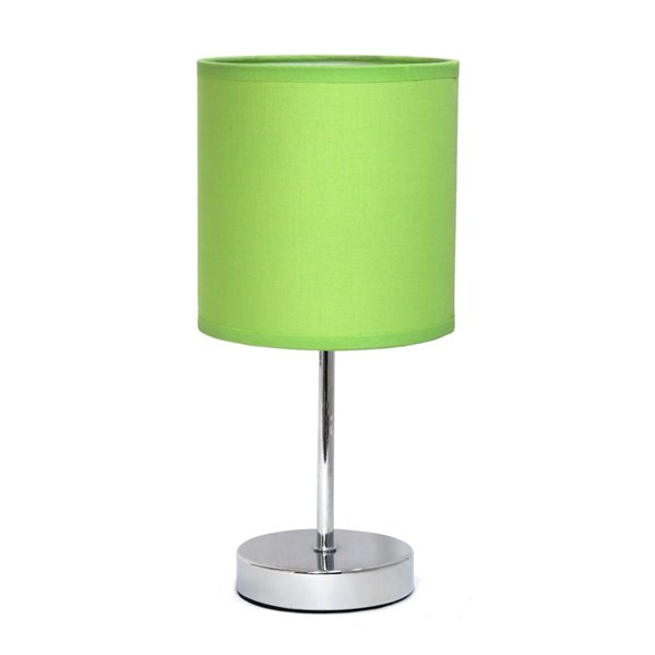 Simple Designs Chrome Mini Basic Table Lamp with Fabric Shade - Chrome and Green - 11-in