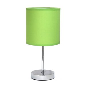 Simple Designs Chrome Mini Basic Table Lamp with Fabric Shade - Chrome and Green - 11-in