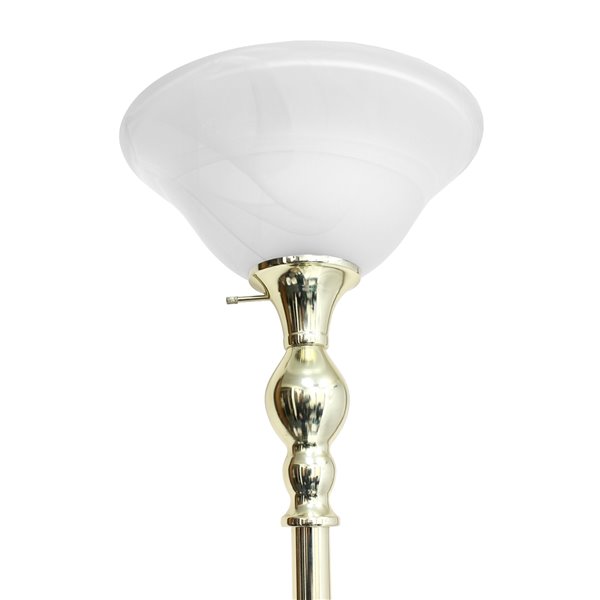 Elegant Designs 1 Light Torchiere Floor Lamp with Marbleized White Glass Shade - 71-in