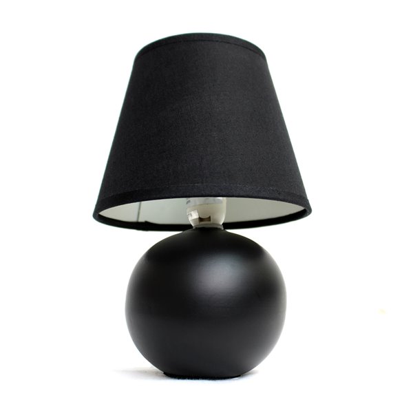 Simple Designs Mini Ceramic Globe Table Lamp - Black - 8.66-in