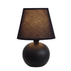 Simple Designs Mini Ceramic Globe Table Lamp - Black - 8.66-in