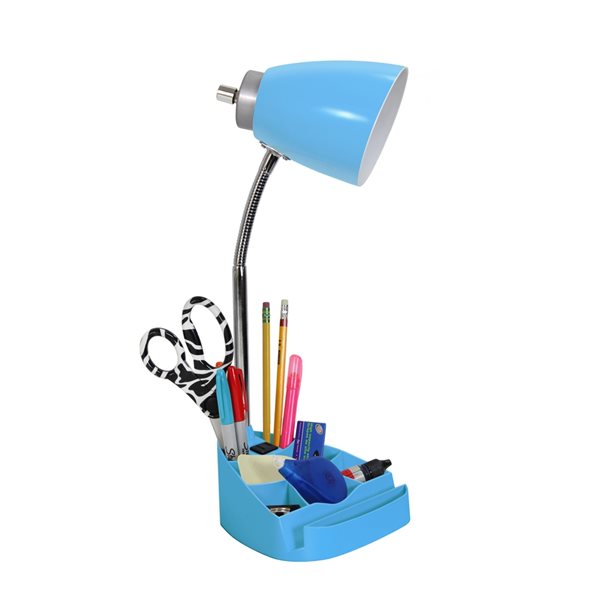 LimeLights Gooseneck Organizer Desk Lamp with Charging Outlet - 18.5-in