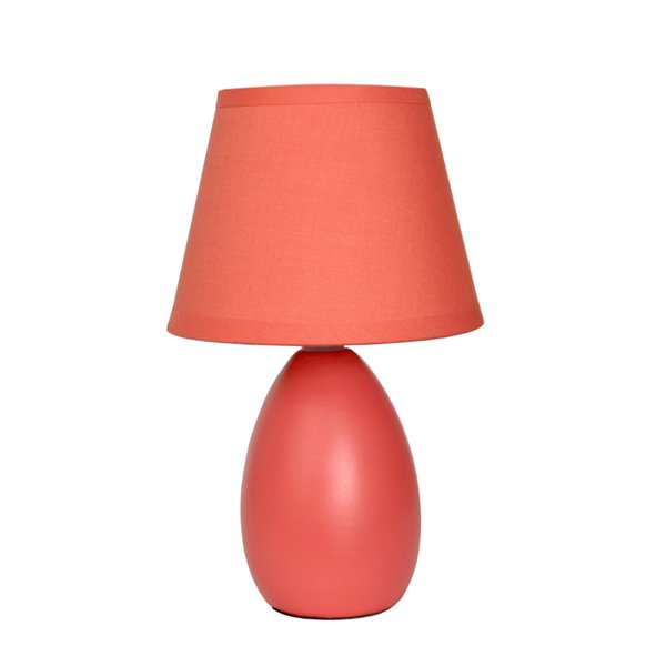 Simple Designs Mini Egg Oval Ceramic Table Lamp - Orange - 9.45-in