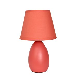 Simple Designs Mini Egg Oval Ceramic Table Lamp - Orange - 9.45-in