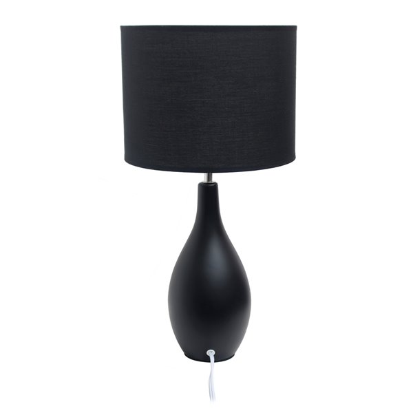 Lampe de table Simple Designs en céramique à base de quilles ovales, noir, 18,11 po