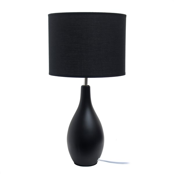 Lampe de table Simple Designs en céramique à base de quilles ovales, noir, 18,11 po