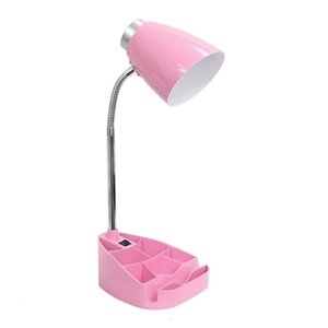 LimeLights Gooseneck Organizer Desk Lamp - Pink - 18.5-in