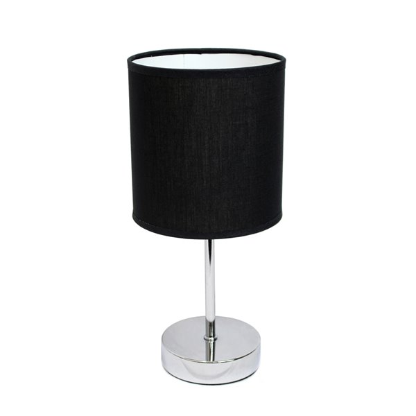 Simple Designs Chrome Mini Basic Table Lamp with Fabric Shade - Chrome and Black - 11-in