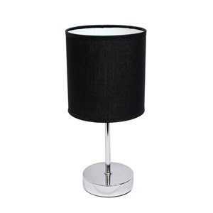 Simple Designs Chrome Mini Basic Table Lamp with Fabric Shade - Chrome and Black - 11-in