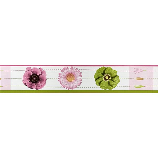 Dundee Deco Self-Adhesive Wallpaper Border with Aster Flowers Pattern ...