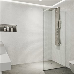 VIGO Zenith 74-in x 34.125-in Clear Tempered Glass/Stainless Steel Shower Screen