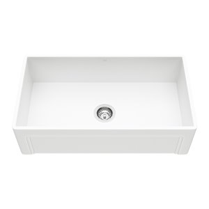 Évier de cuisine VIGO Farmhouse blanc mat avec drain et planche à découper, 33 po