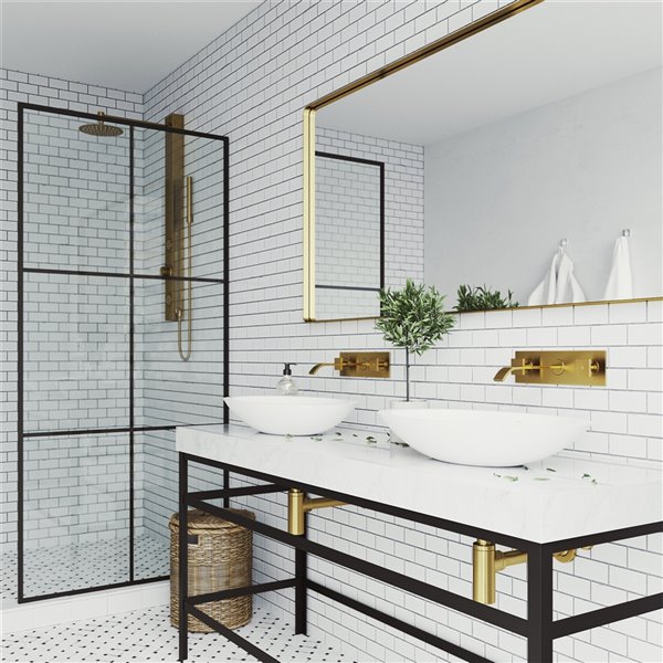 VIGO Titus&nbsp;3-in H Two-Handle Bathroom Wall Mount Faucet - Matte Brushed Gold