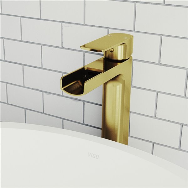 VIGO Amada Vessel Bathroom Faucet in Matte Brushed Gold