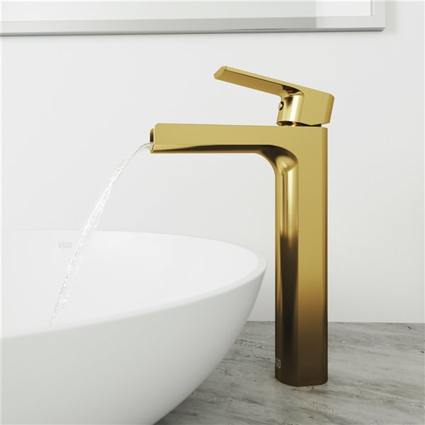 VIGO Amada Vessel Bathroom Faucet in Matte Brushed Gold