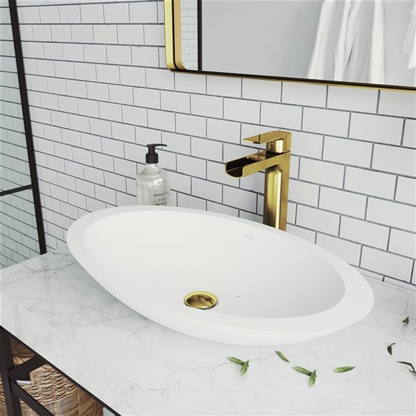 VIGO Amada Vessel Bathroom Faucet in Matte Brushed Gold