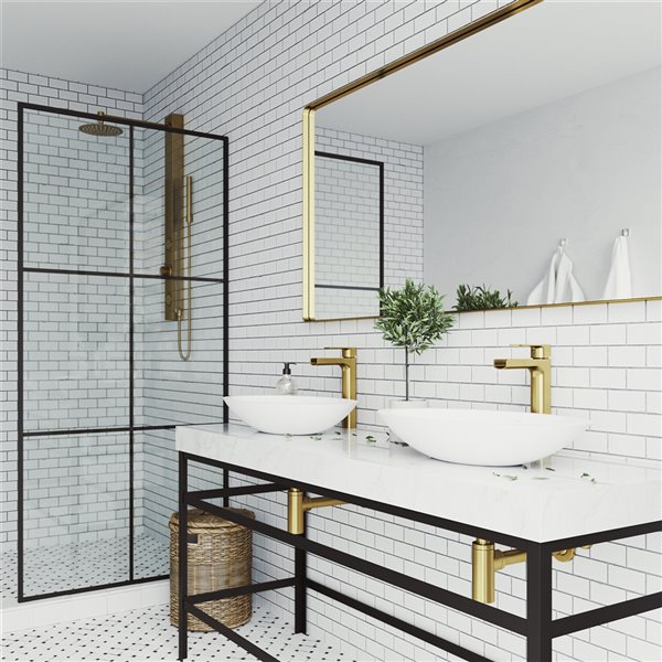 VIGO Amada Vessel Bathroom Faucet in Matte Brushed Gold