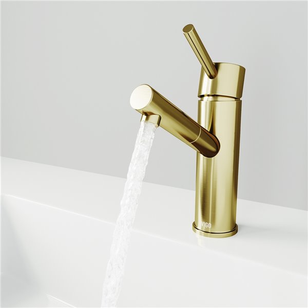 VIGO Noma Single Hole Bathroom Faucet in Matte Brushed Gold