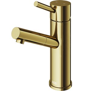 VIGO Noma Single Hole Bathroom Faucet in Matte Brushed Gold