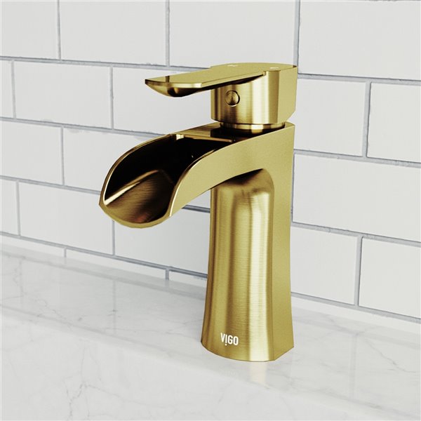 VIGO Paloma Single Hole Bathroom Faucet in Matte Brushed Gold