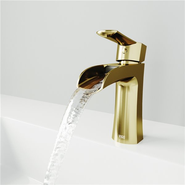 VIGO Paloma Single Hole Bathroom Faucet in Matte Brushed Gold