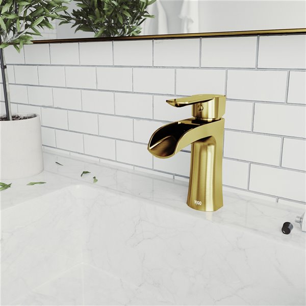 VIGO Paloma Single Hole Bathroom Faucet in Matte Brushed Gold