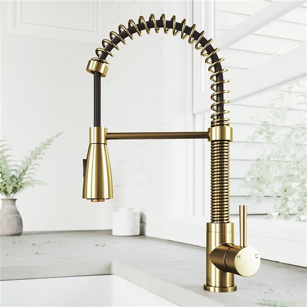 VIGO Brant Pull-Down Spray Kitchen Faucet (in Matte Brushed Gold)