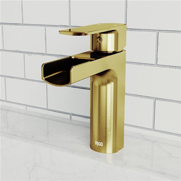 VIGO Ileana Single Hole Bathroom Faucet in Matte Brushed Gold