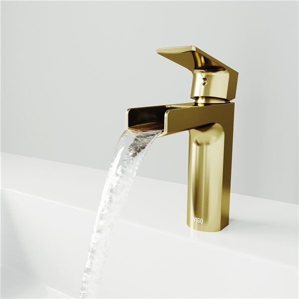 VIGO Ileana Single Hole Bathroom Faucet in Matte Brushed Gold