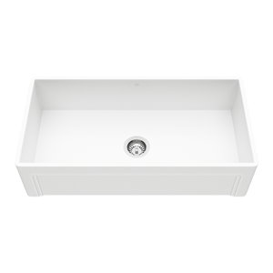 VIGO Farmhouse Kitchen Sink in Matte White with Drain - 36-in