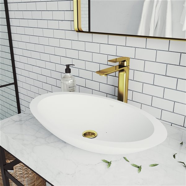 VIGO Norfolk Vessel Bathroom Faucet in Matte Brushed Gold