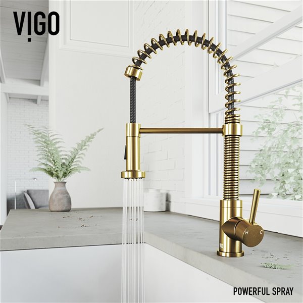 VIGO Edison Pull-Down Spray Kitchen Faucet (in Matte Brushed Gold)