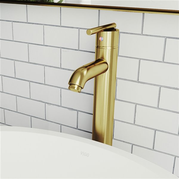 VIGO Seville&nbsp;13-in H Single Handle One-Hole Bathroom Vessel Faucet - Matte Brushed Gold