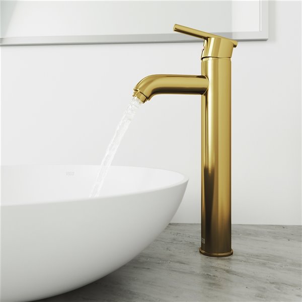 VIGO Seville&nbsp;13-in H Single Handle One-Hole Bathroom Vessel Faucet - Matte Brushed Gold