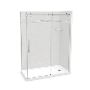 MAAX Utile 60-in x 32-in x 84-in Origin Arctik and Chrome Corner Rectangular Shower Kit with Right Drain - 5-Piece