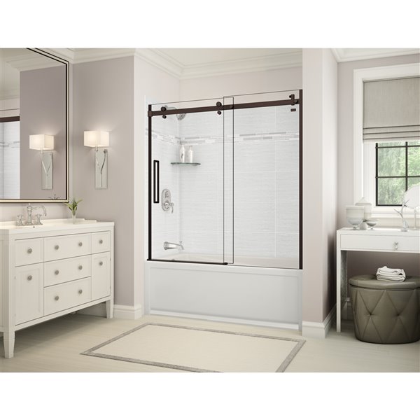 MAAX Utile 60-in x 30-in x 81-in Dark Bronze and Origin Arctik Bathtub Shower Kit with Left Drain - 5-Piece