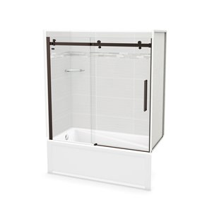 MAAX Utile Tub Shower Kit - Left Drain - 60-in x 30-in x 81-in - Origin Arctik - Dark Bronze
