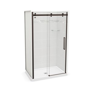 Ensemble de douche en alcôve Utile de MAAX Origin Arctik/bronze foncé 48 po x 32 po x 84 po avec drain central, 5 pièces