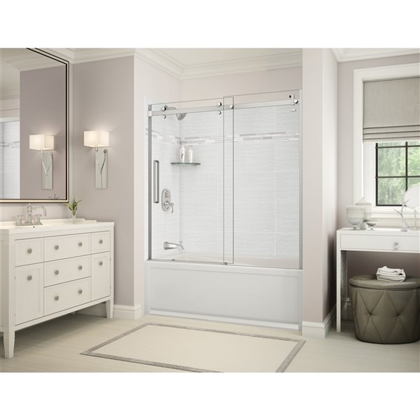 MAAX Utile 60-in x 30-in x 81-in Chrome and Origin Arctik Bathtub Shower Kit with Left Drain - 5-Piece