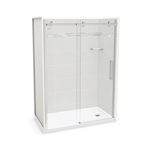 MAAX Utile 60-in x 32-in x 84-in Origin Arctik and Chrome Alcove Shower Kit with Right Drain - 5-Piece