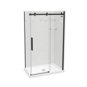 MAAX Utile 48-in x 32-in x 84-in Origin Arctik and Matte Black Rectangular Corner Shower Kit with Centre Drain - 5-Piece