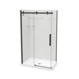 Ensemble de douche en coin Utile MAAX rectangulaire Origin Arctik/noir mat 48 po x 32 po x 84 po drain central, 5 pièces