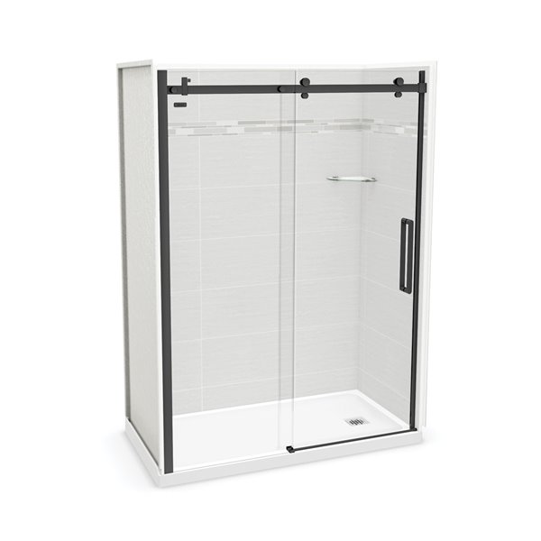 MAAX Utile 60-in x 32-in x 84-in 5-Piece Origin Arctik/Matte Black Alcove Shower with Right Drain