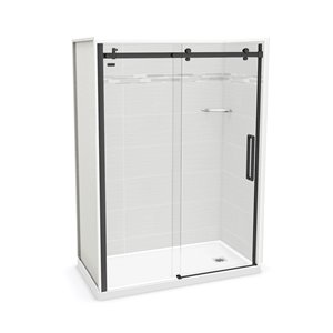 Ensemble de douche en alcôve 5 pièces Utile de MAAX Origin Arctik/noir mat 60 po x 32 po x 84 po drain à droite