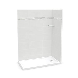 Ensemble de douche en coin Utile par MAAX rectangulaire Origin Arctik de 60 po x 32 po x 84 po, drain à droite, 3 pièces